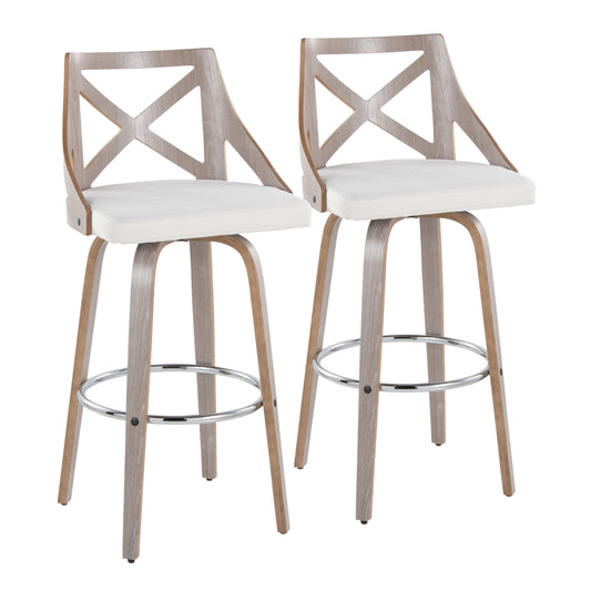 Charlotte - Farmhouse Fixed Height Bar Stool With Round Footrest (Set of 2)