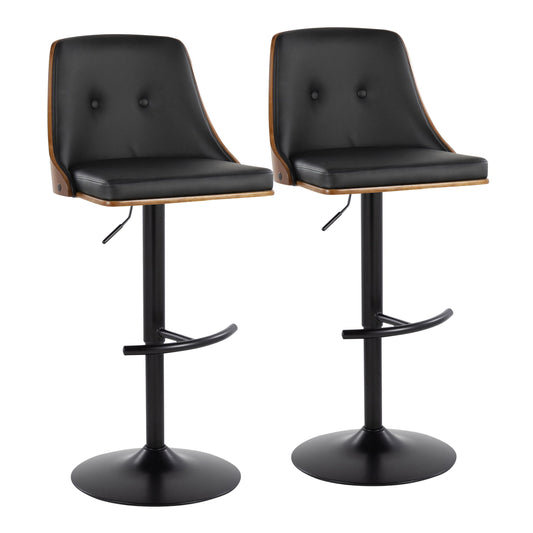 Gianna - Mid Century Modern Adjustable Barstool, Swivel With Rounded T Footrest (Set of 2)