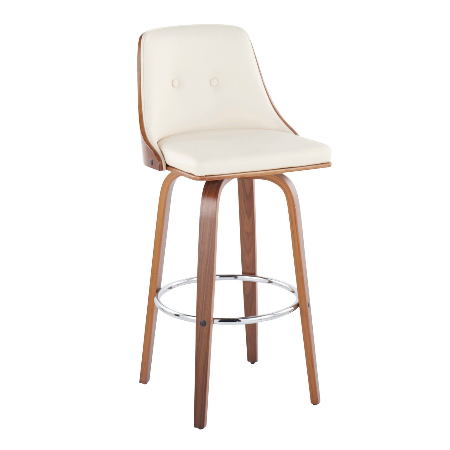 Gianna - Mid Century Modern Fixed Height Barstool With Swivel With Round Footrest (Set of 2)