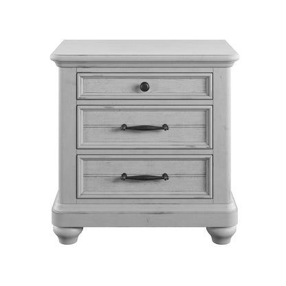 Mariano - 3 Drawer Nightstand With USB - Gray