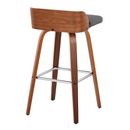 Maya - Mid Century Modern Fixed Height Barstool With Swivel With Square Footrest (Set of 2)