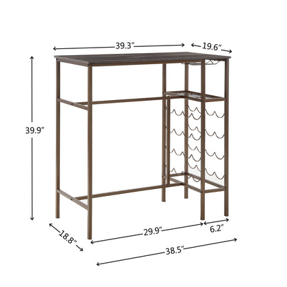 3 Piece Bar Steels Kitchen Dining Room Table Set Retro Bar Chair For Dining Room - Antique Brown