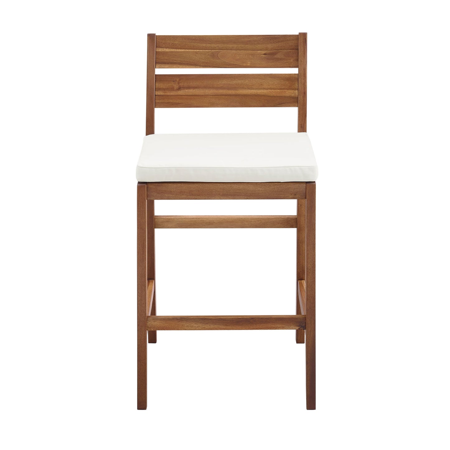 Modern 2 Piece Solid Acacia Wood Counter Stools With Cushion