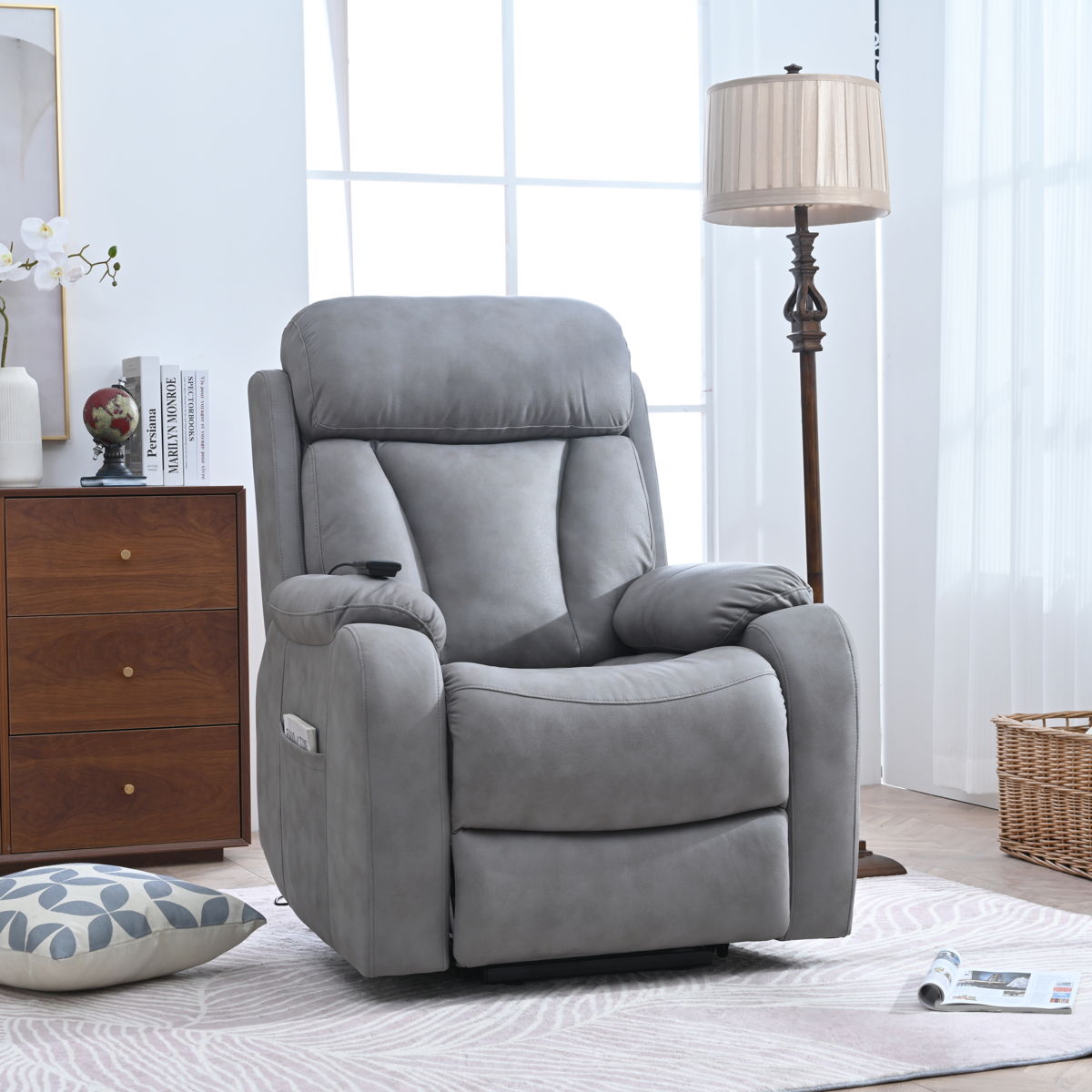 Lift Chair Recliner For Elderly Power Remote Control Recliner Sofa Relax Soft Chair Anti-Skid Australia Cashmere Fabric Furniture Living Room