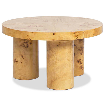 Nebula - Round Pillar Leg Coffee Table - Warm Natural Brown Burl