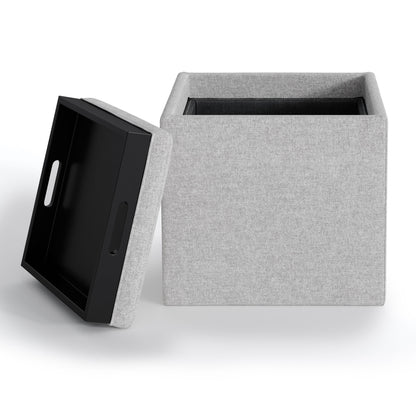 Rockwood - Upholstered Cube Storage Ottoman With Tray