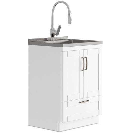 Reed - Deluxe Laundry Cabinet With Pull-Out Faucet And Stainless Steel Sink