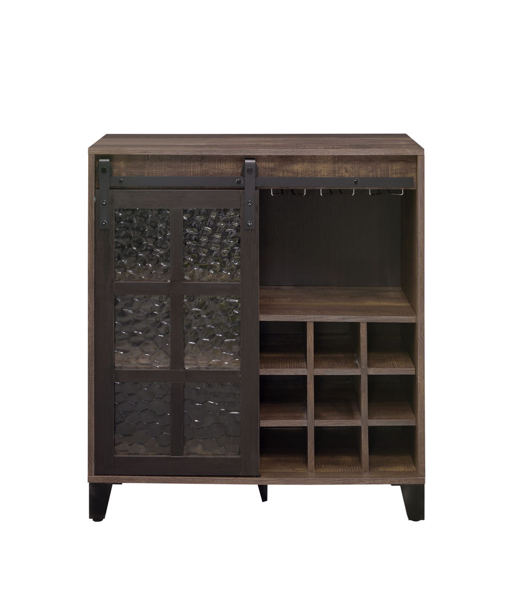 Treju Obscure - Glass, Rustic Wine Cabinet - Black / Oak