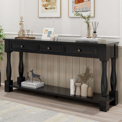 Console Table Long Console Table With Drawers And Shelf For Entryway, Hallway, Living Room