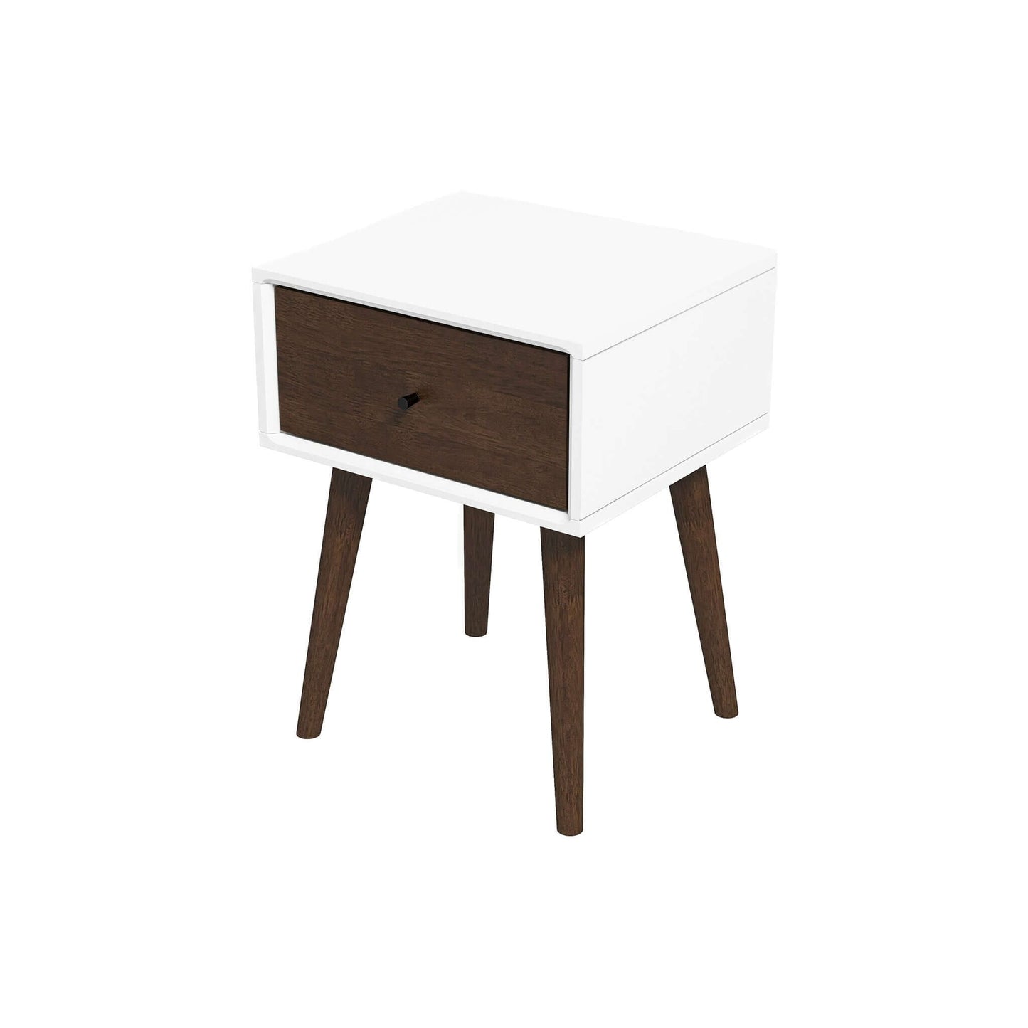 Avery - Night Stand 1 Drawer - Dark Brown / White