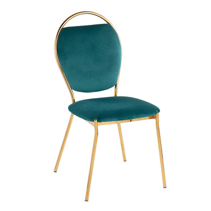 Keyhole - Contemporay / Glam Dining Chair (Set of 2) - Gold / Green