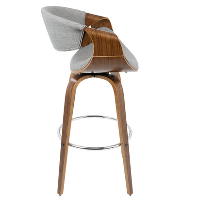 Curvini Mid - Century Modern Fixed Height Barstool With Swivel (Set of 2)