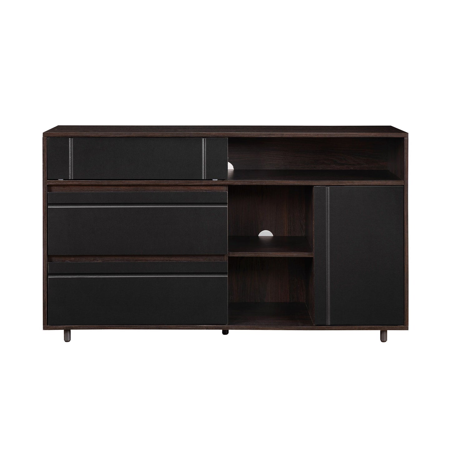 Contemporary Detailed Door Sideboard With Open Storage