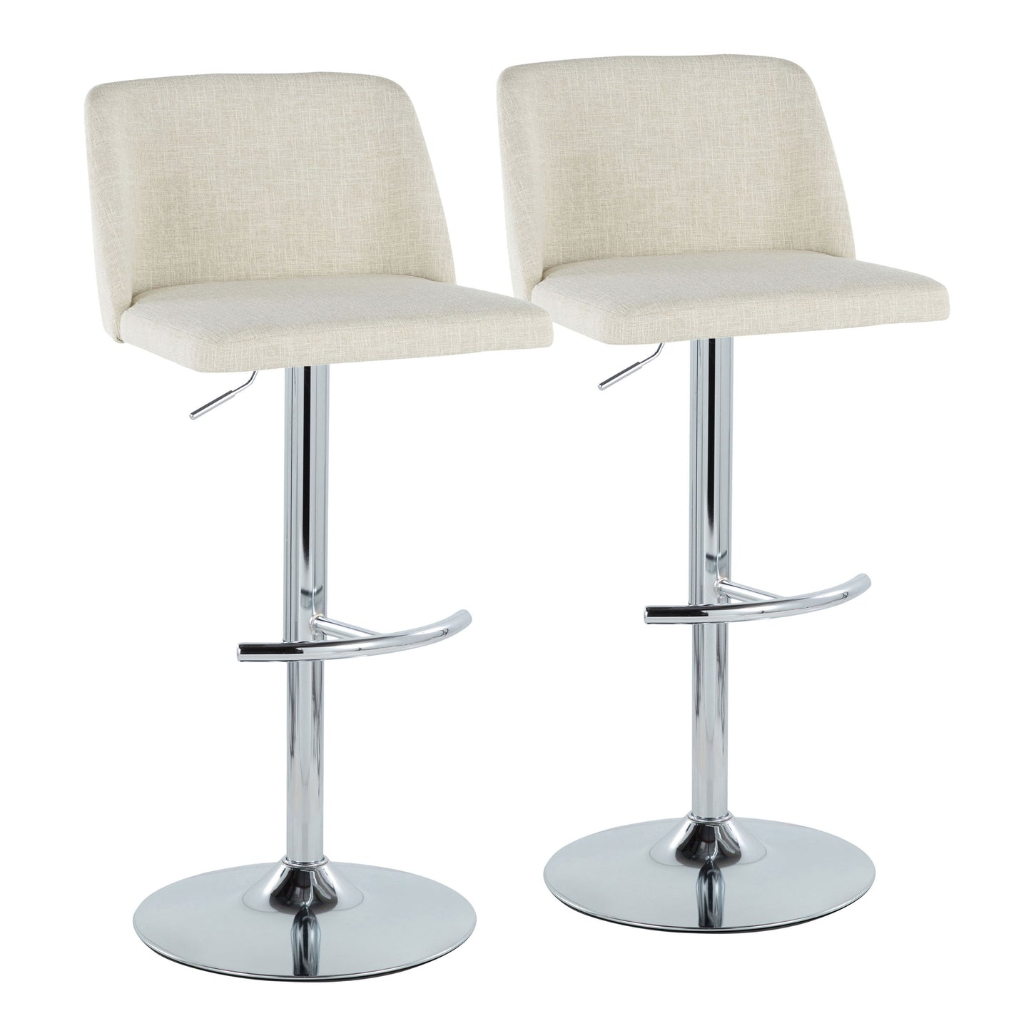 Toriano - Contemporary Adjustable Barstool Swivel With Rounded T Footrest (Set of 2)