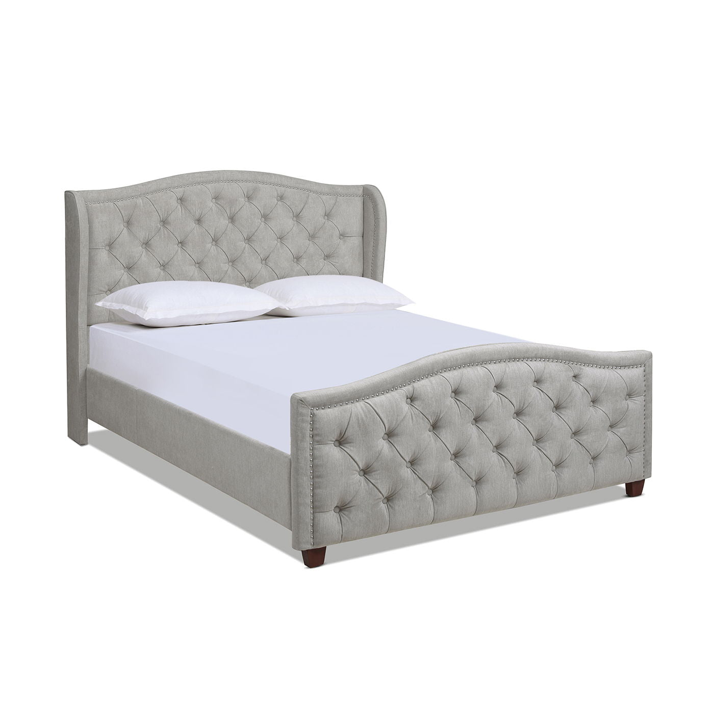 Fontana - Handcrafted Wingback Upholstered Platform Bed Frame