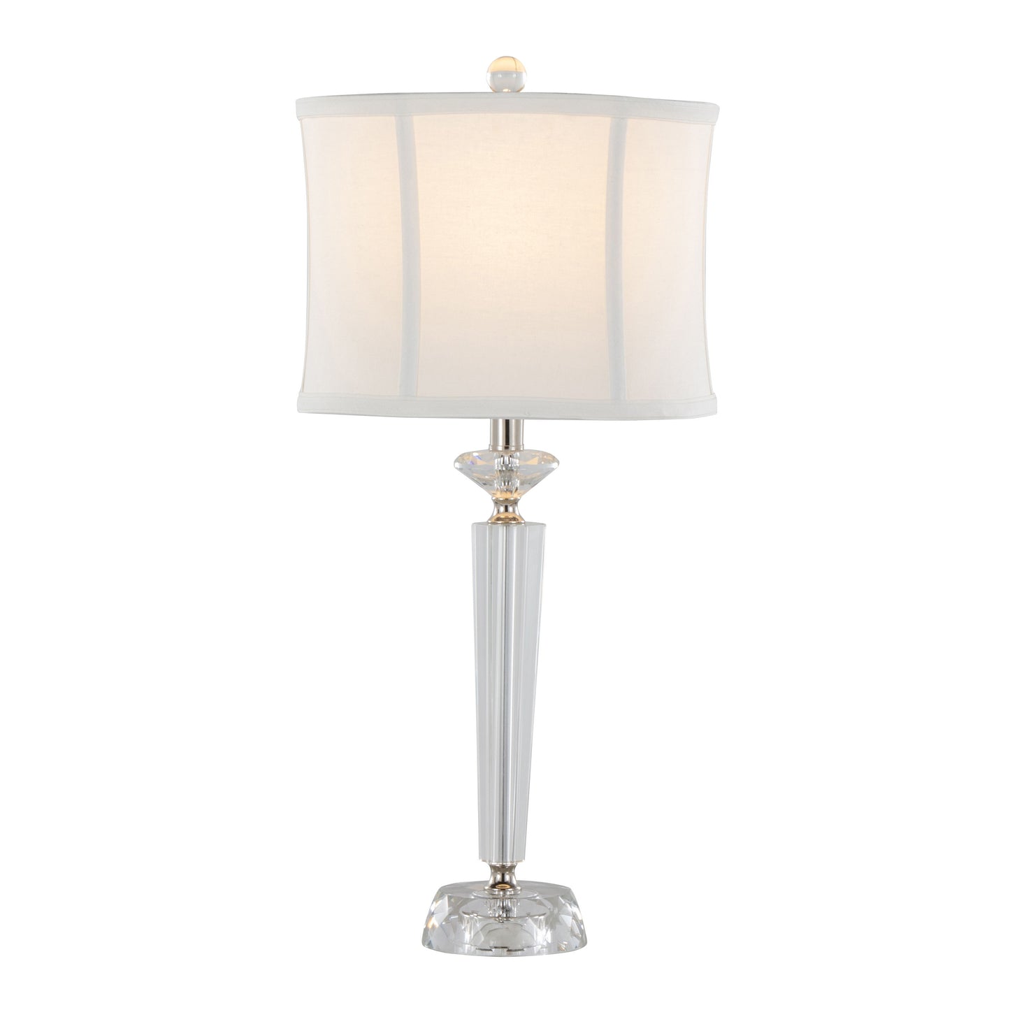 Diamond - Torch Contemporary Crystal Table Lamp (Set of 2) - Clear / Off White / Polished Nickel