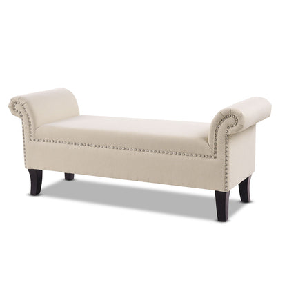 Kathy - Roll Arm Entryway Accent Bench - Sky Neutral Beige