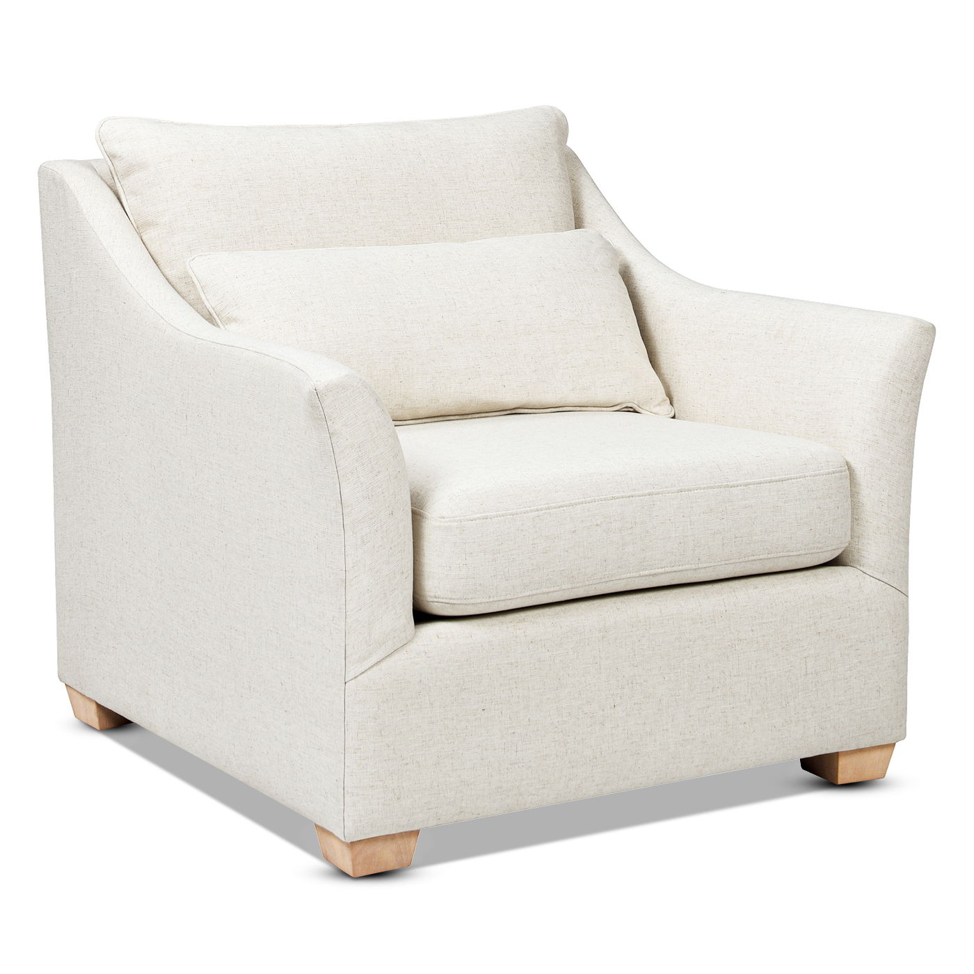 Ada - Flared Arm Contemporary Armchair With Lumbar Pillow - Flax White