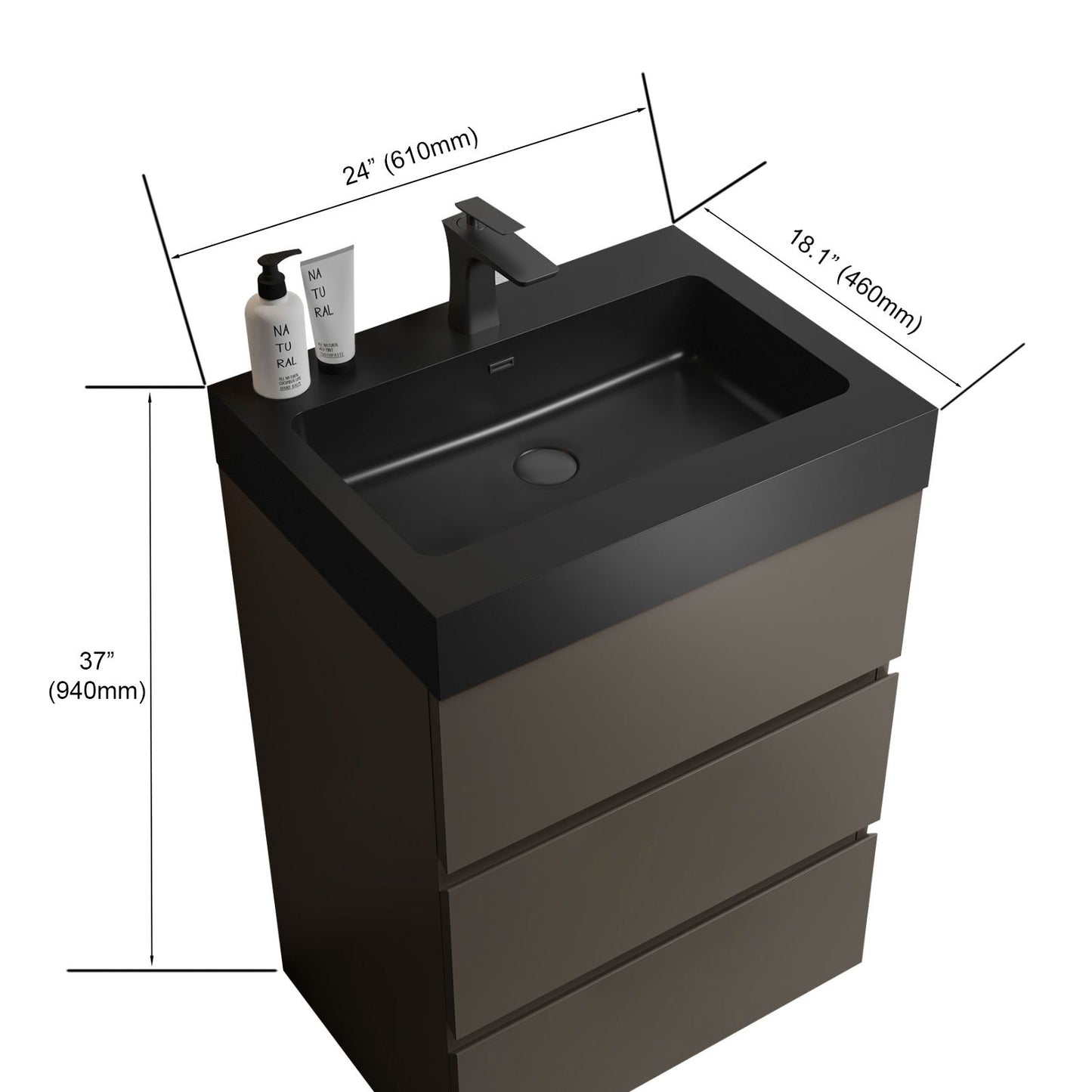 Alice - Bathroom Vanity With Sink, Large Storage Freestanding Bathroom Vanity For Modern Bathroom, One-Piece Sink Basin Without Drain And Faucet