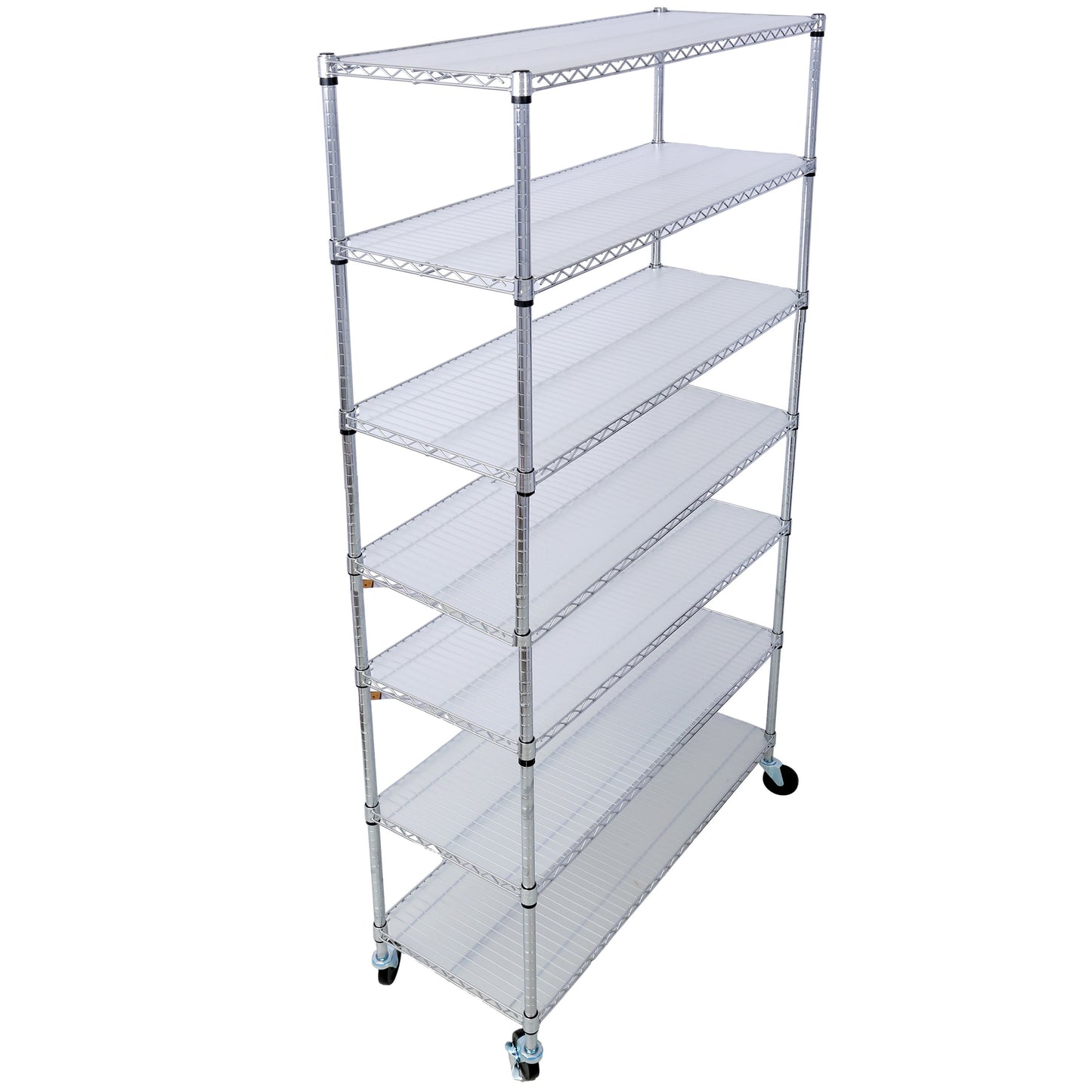 7 Tier Metal Shelf Wire Shelving Unit, 2450Lbs Heavy Duty Adjustable Storage Rack With Wheels & Shelf Liners For Closet Kitchen Garage Basement Commercial Shelving