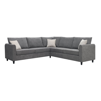 Modern Upholstered Living Room Sectional Sofa, L Shape Furniture Couch With 3 Pillows - Gray