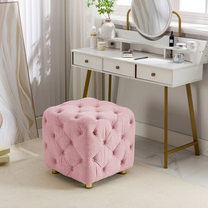 Modern Velvet Upholstered Ottoman, Exquisite Small End Table, Soft Foot Stool, Dressing Makeup Chair, Comfortable Seat For Living Room, Bedroom, Entrance