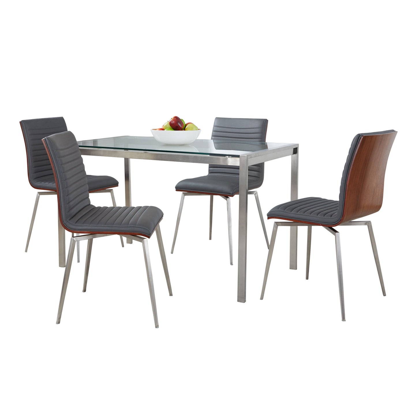 Fuji Mason - Swivel Contemporary Dining Set Dining Set, Glass, 5 Piece