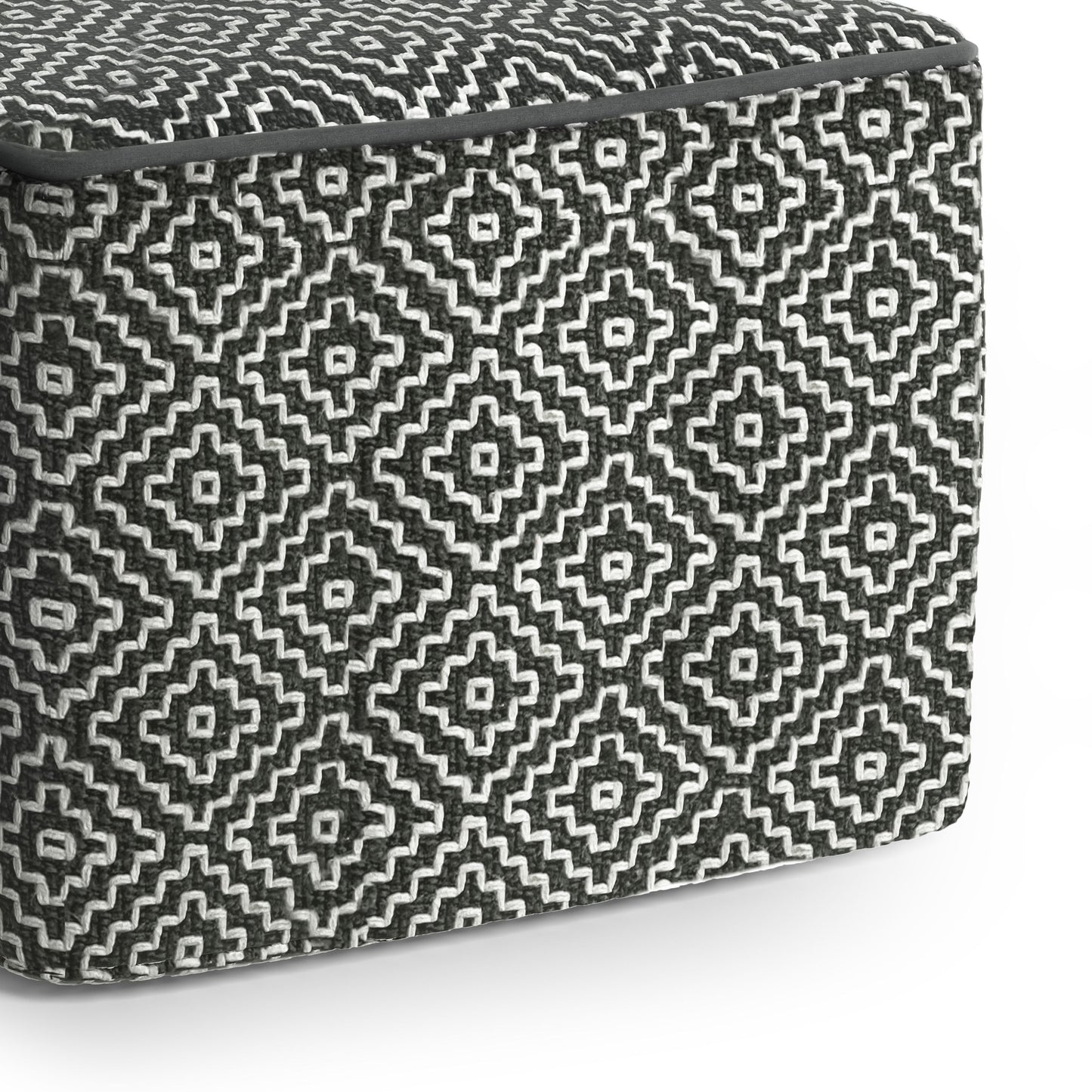 Briella - Square Woven Outdoor / Indoor Pouf - Gray / White