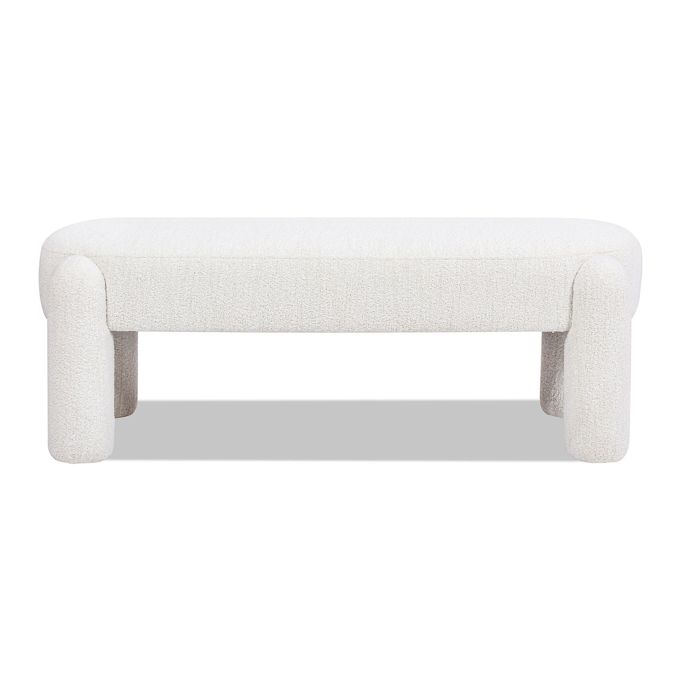 Hugo - Oval Fully Upholstered Bench - Milk Cream White