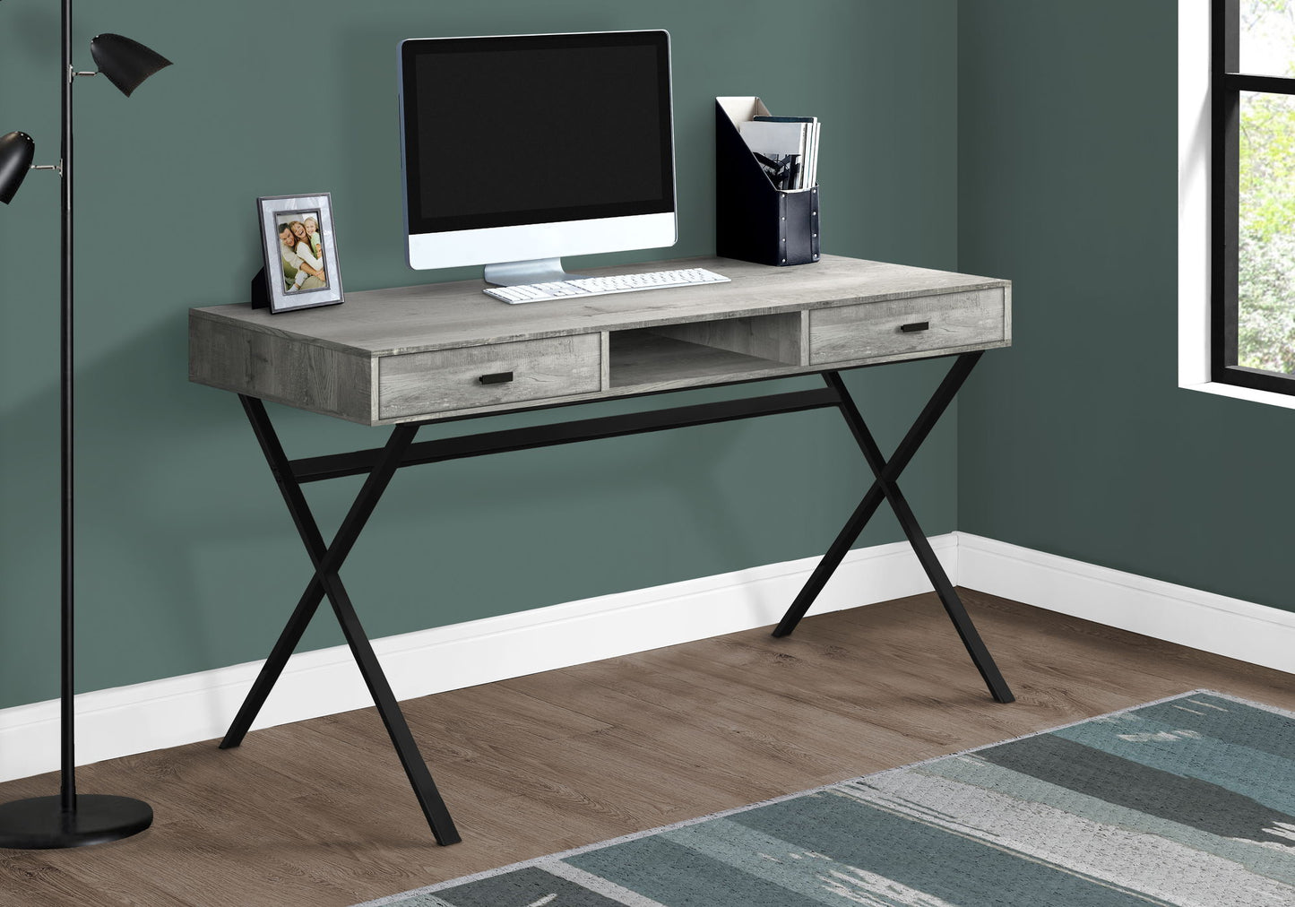 Computer Desk For Home Office, Laptop, Storage Drawers, Glossy Contemporary & Modern