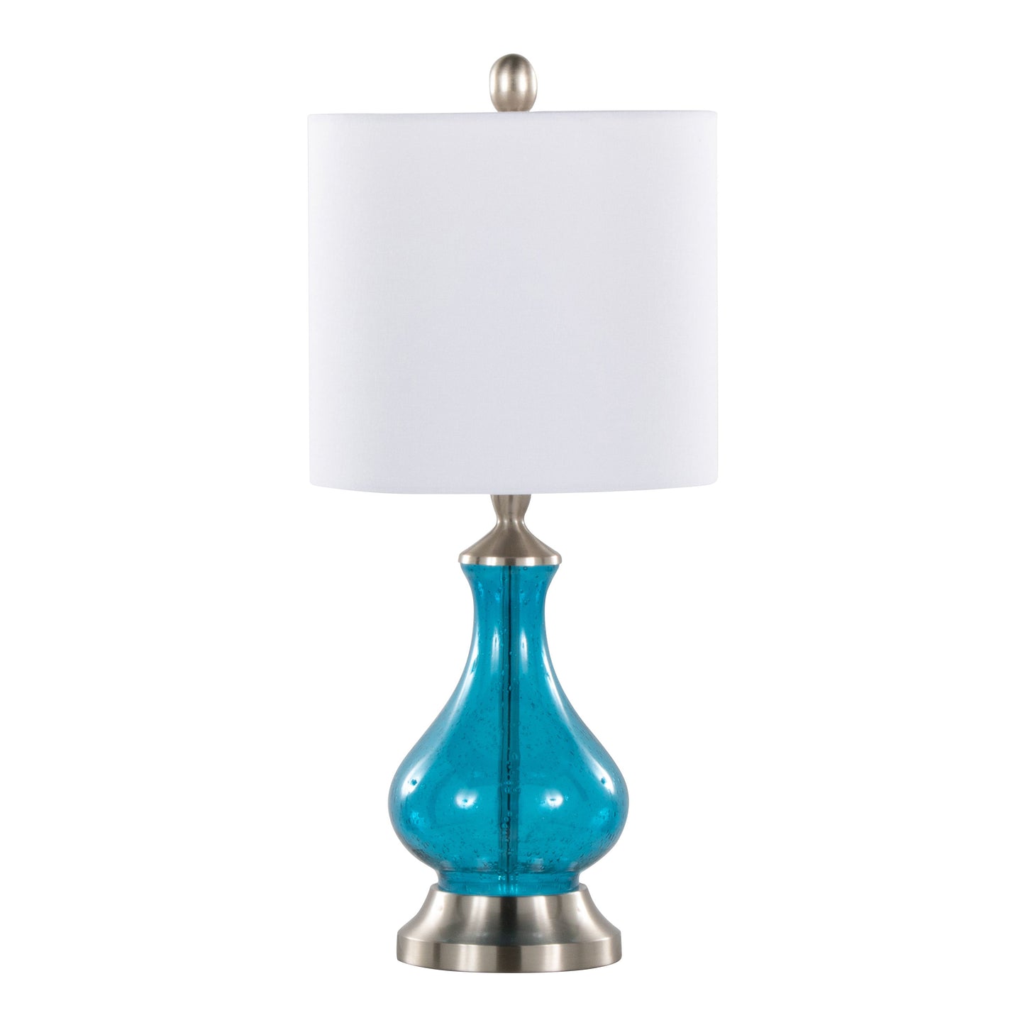 Jasmine - Contemporary Lamp - Clear Sapphire Blue Seeded / Nickel / White