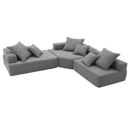 Oversized Modular Sectional Sofa, Luxury Boucle Floor Couch Set, Convertible Sleeper Couch, Spacious Foam-Filled Sofa Bed For Living Room