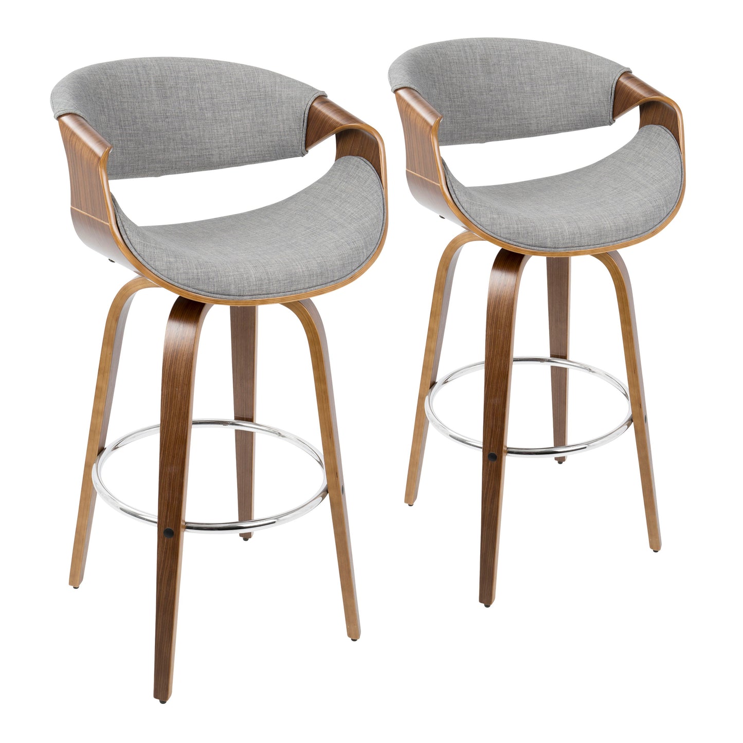 Curvini Mid - Century Modern Fixed Height Barstool With Swivel (Set of 2)