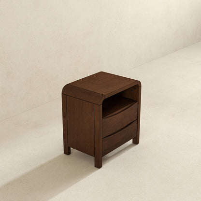 Lionel - Mid-Century Modern Nightstand 2 Drawer - Brown