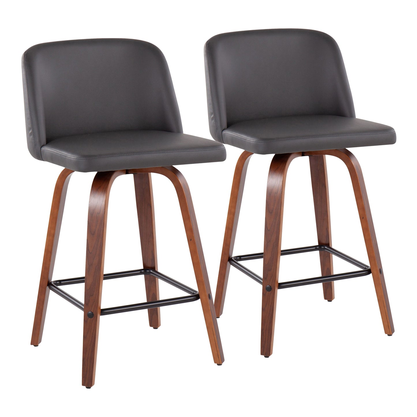 Toriano - Mid Century Modern Fixed Height Counter Stool & Square Footrest (Set of 2)