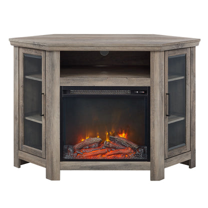 Classic Glass Door Fireplace TV Stand For Tvs Up To 55"