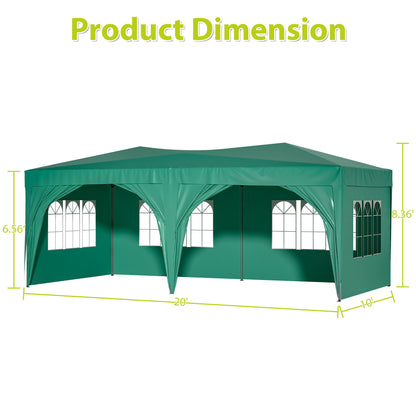 Pop Up Canopy Outdoor Portable Party Folding Tent With 6 Removable Sidewalls + Carry Bag + 6 Pieces Weight Bag