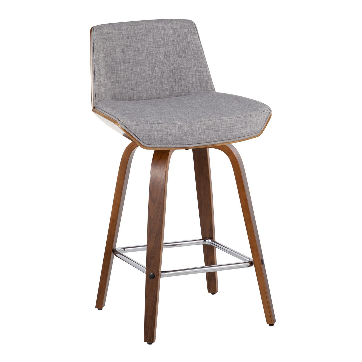 Corazza - Mid Century Modern Fixed Height Counter Stool With Swivel And Square Footrest (Set of 2)