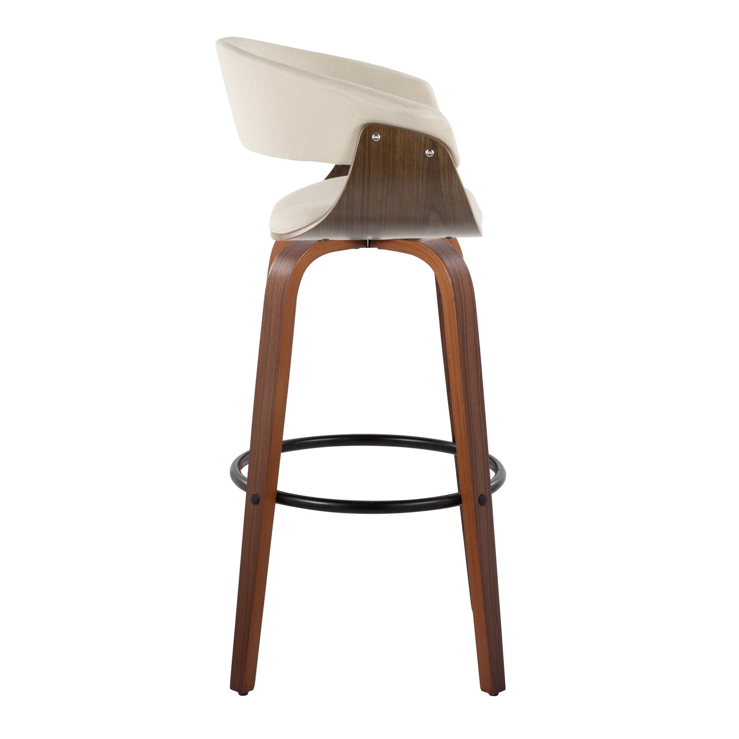 Vintage Mod - Mid Century Modern Fixed Height Barstool With Swivel & Round Footrest (Set of 2)