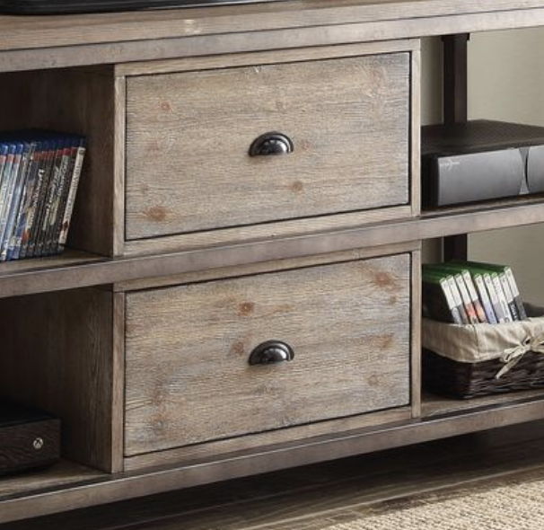 Gorden - TV Stand - Weathered Oak / Antique Silver