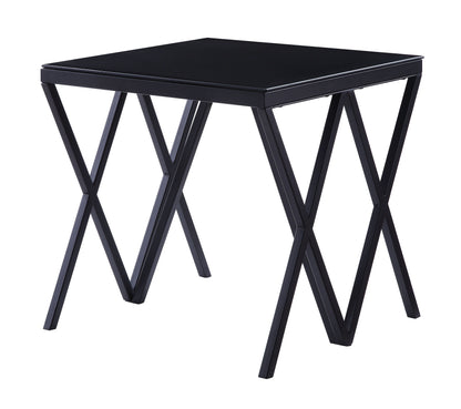 Magenta - Glass Top End Table - Black