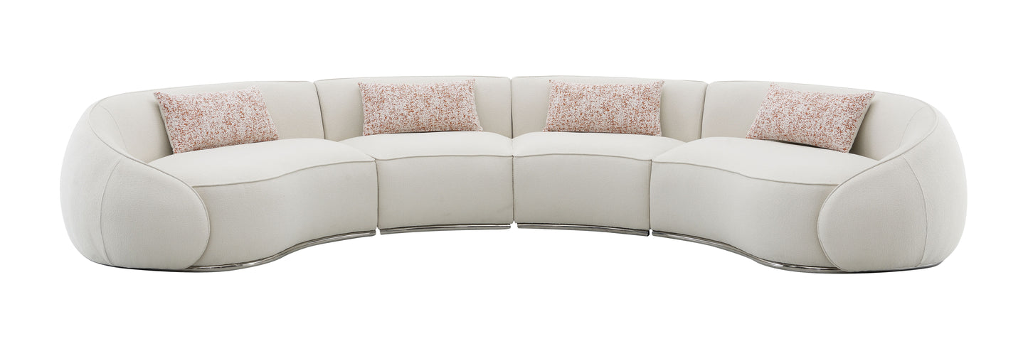 Sahara - Boucle Sectional Sofa With 3 Pillows - Beige