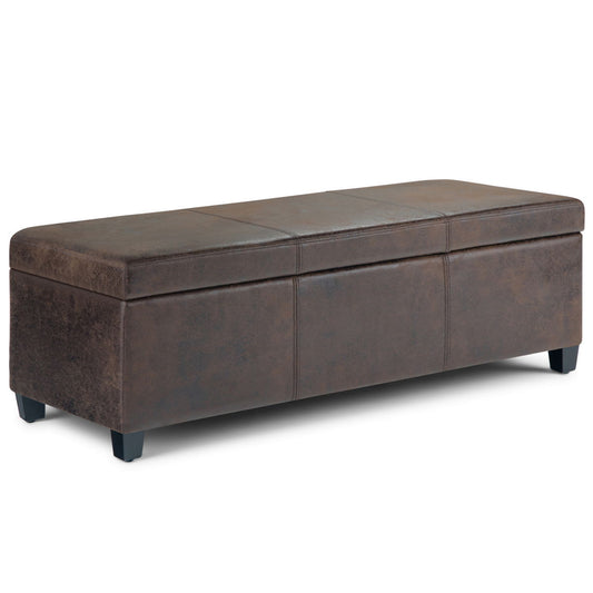 Avalon - Storage Ottoman Bench - Distressed Brown