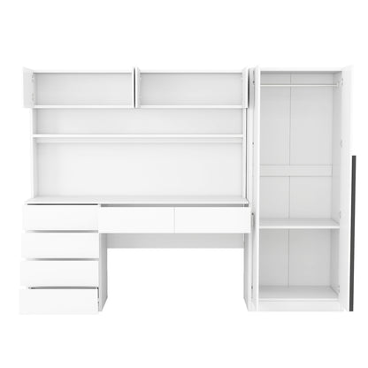 2 Door Wooden Storage Desk Wardrobe For Bedroom With Shelves And Drawers