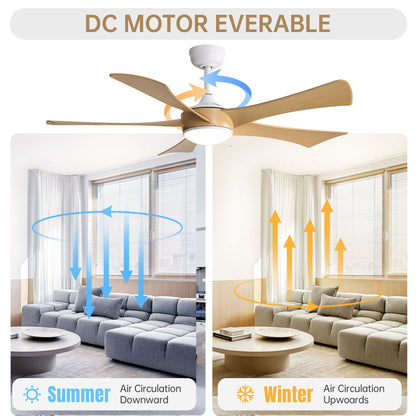 Modern Ceiling Fan With 22W LED Light And Remote Control 5 ABS Blades For Living Room