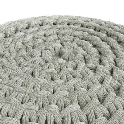 Nisi - Round Knitted Outdoor / Indoor Pouf - Light Gray