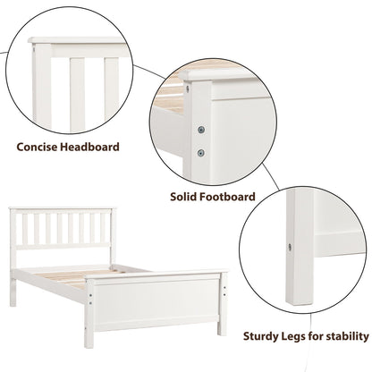 Platform Bed With Headboard, Footboard And Wood Slat Support