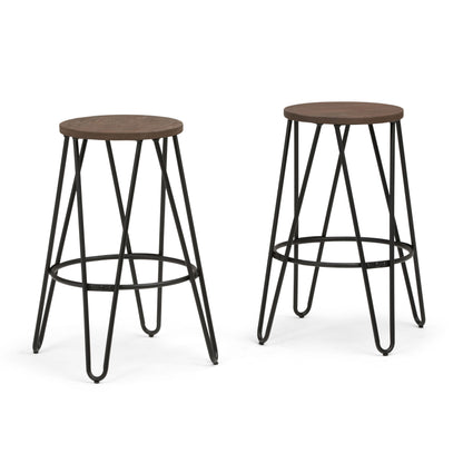 Simeon - Multifunctional Metal Stool With Wood Seat