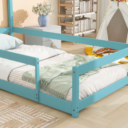 Wood Bed With House Shaped Headboard Floor Bed With Fences