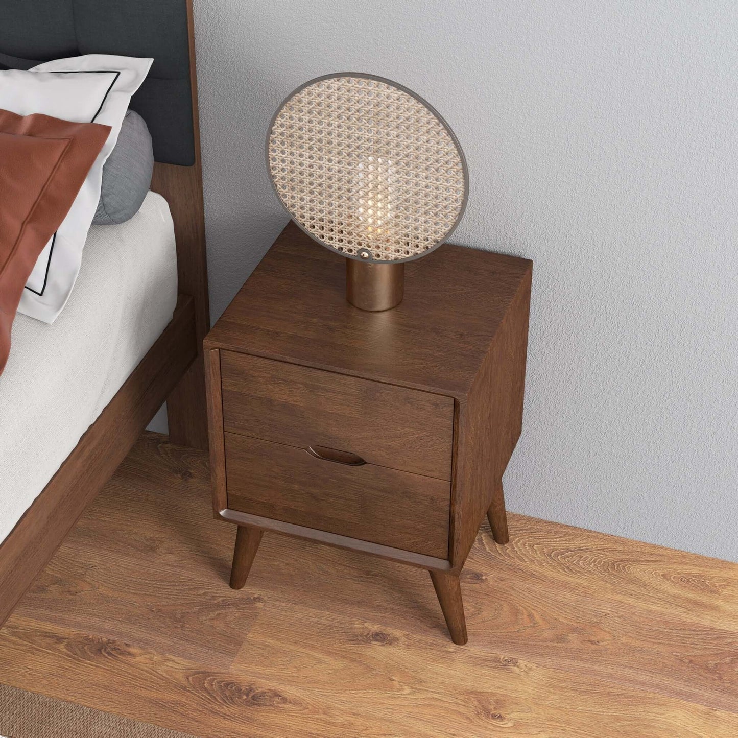 Alexandra - Night Stand With 2 Drawers - Walnut Brown